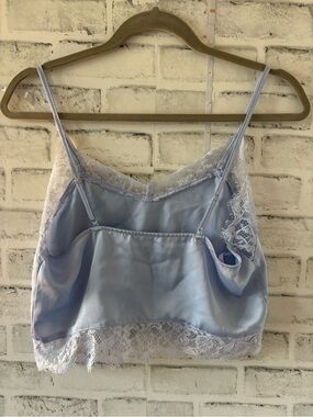 superdown Light Blue Lace Trim Satin Cami